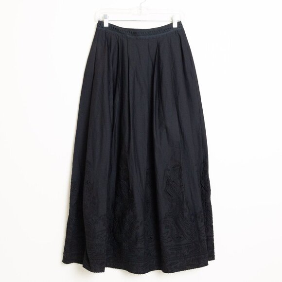 Ermanno Scervino Skirt Black Embroidered Paisley Maxi Italy Boho IT 40 / XS - Picture 3 of 14